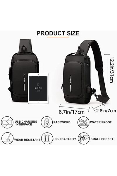 Türkiye Crossbody Bag, Anti-theft Chest Bag Waterproof Shoulder Crossbody Bag, Lightweight One Strap Sling B