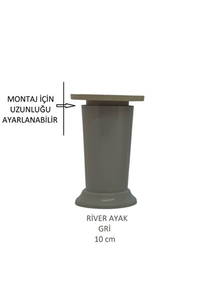 Adilon RİVER AYAK, Пластикова ніжка для меблів, 10 см, гвинти в комплекті, сіра