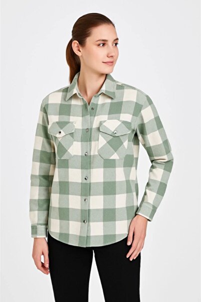 etol textile Long sleeve lumberjack shirt - water green