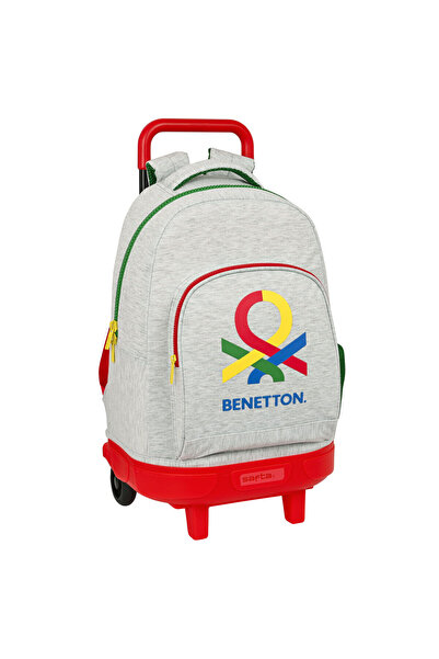 Benetton Rucsac școlar cu roți, gri deschis (33 x 45 x 22 cm)