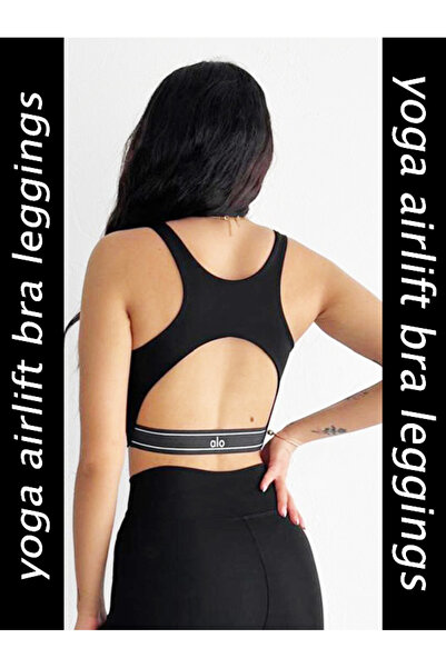 strivex Yoga Pilates Fitness Firming Black Sports Crop Leggings Set with Ches...