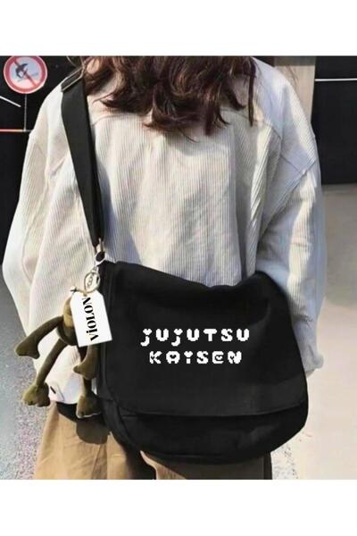 Violon Τσάντα αγγελιοφόρου με στάμπα Jujutsu Kaisen σε μαύρο χρώμα