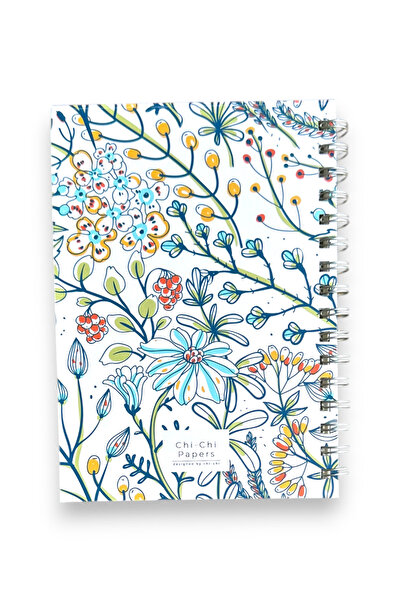 Chi-Chi Papers A5 Checkered Spiral Notebook |   Handmade, 96 Sheets, Ivory Paper