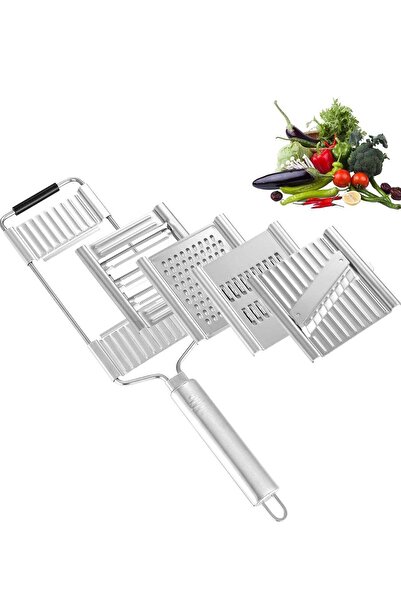Generic KASTWAVE Multipurpose Grater, Handheld 4 Adjustable Blades Set Stainless Steel, For Kitchen Tools S