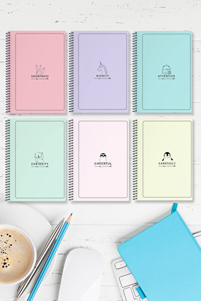 Yıldızistan 1, Quality Striped Thick Cardboard Cover Spiral A5 Size Special Collection Pastel Series School Notebook