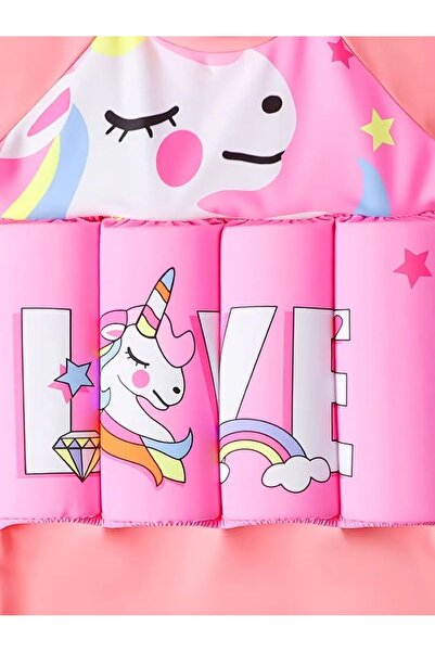 MİLKYADATOYS Swimming Trunks with Sponge for Children (1-2 Years Old) Unicorn Pattern Girl (Domestic) 1 Piece Swimwear