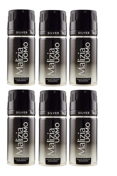Malizia Silver Deodorant Body Spray 150ml (Pack of 6)