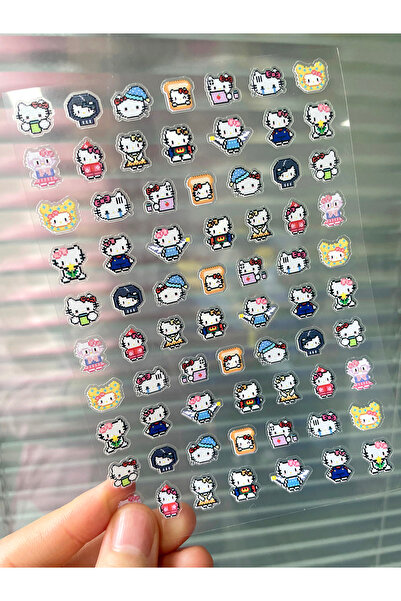 Choice1 5 2D Pixel Style Mini Sanrios HelloKitty Nails Art Sticker Multiple Expressions Cute Nail Decal Sli.