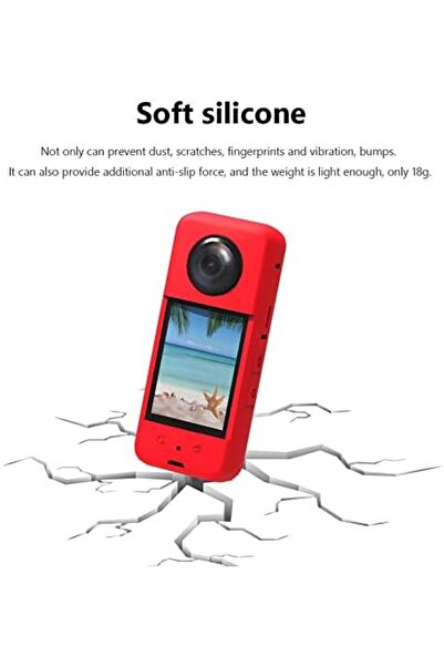 O Ozone Silicone Case for Insta360 One X3 |Soft Carrying Case with Guards Lens Cover Cap Red