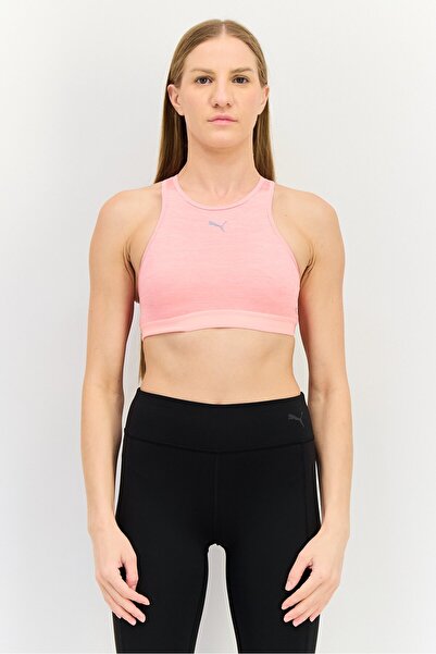 Puma Women Brand Logo Non Padded Sports Bra, Peach
