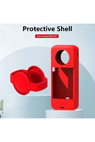 O Ozone Silicone Case for Insta360 One X3 |Soft Carrying Case with Guards Lens Cover Cap Red