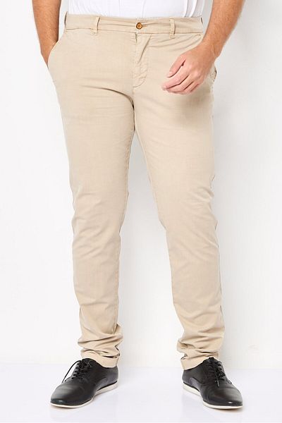 Harmont & Blaine Men Narrow Fit Solid Stretchable Chino Pants, Dark Beige