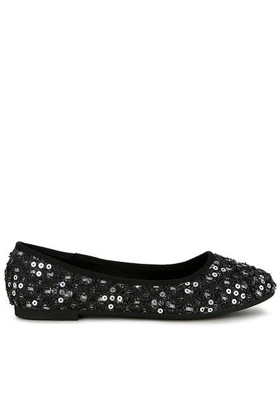 london Rag Women Black Sequin Ballet Flats