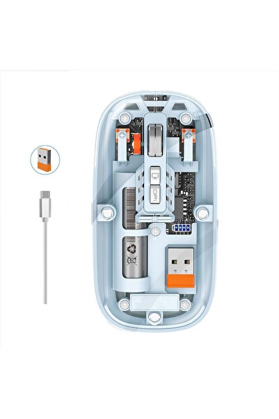 O Ozone Bluetooth Wireless Mouse | Transparent Magnetic Mouse Triple Mode | Blue