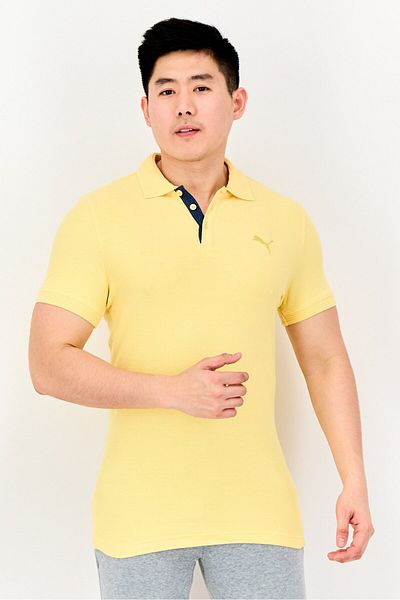 Puma Men Slim Fit Short Sleeve Outdoor Polo Shirt, Yellow
