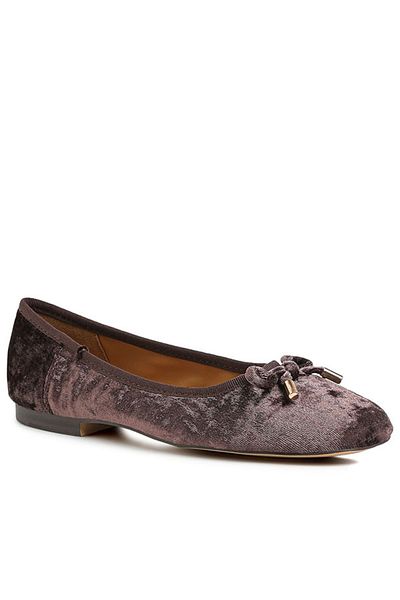 london Rag Women Velvet Bow Ballerinas in Brown