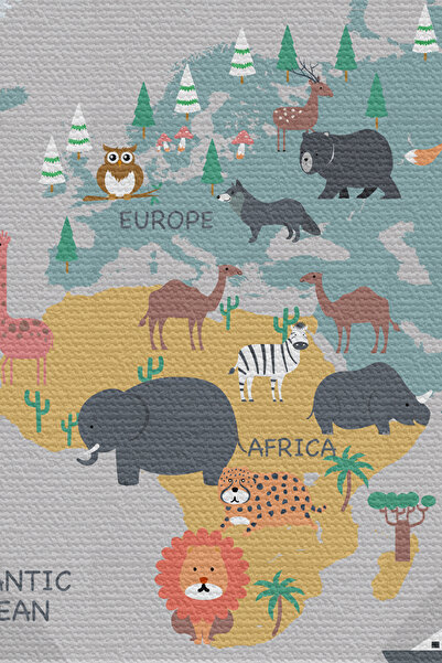 N NOXXO Wall Cloth Children's Room World Map Quality Canvas Wall Tapestry-4045