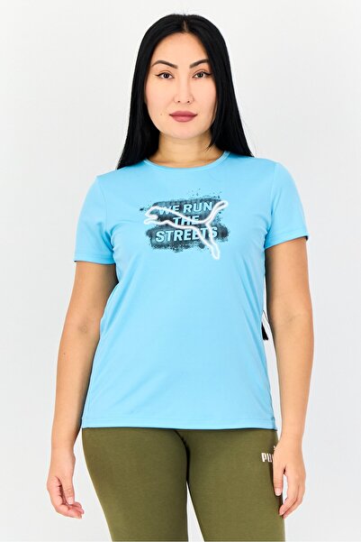 Puma Women Sportswear Fit Short Sleeves Running T-shirt, Light Blue