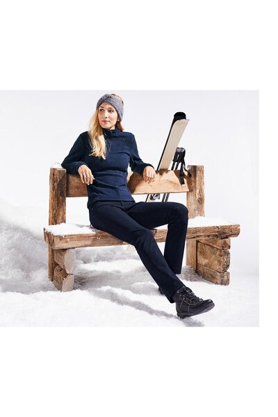 Tchibo Women Regular Fit Plain Straight Leg Pants, Navy