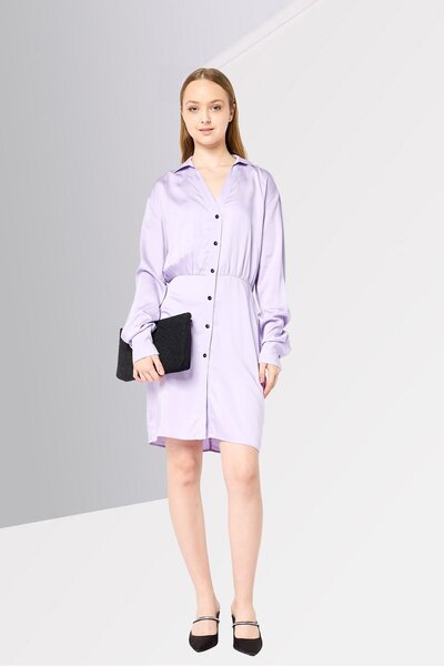 Karl Lagerfeld Women Solid Shirt Dress, Lilac