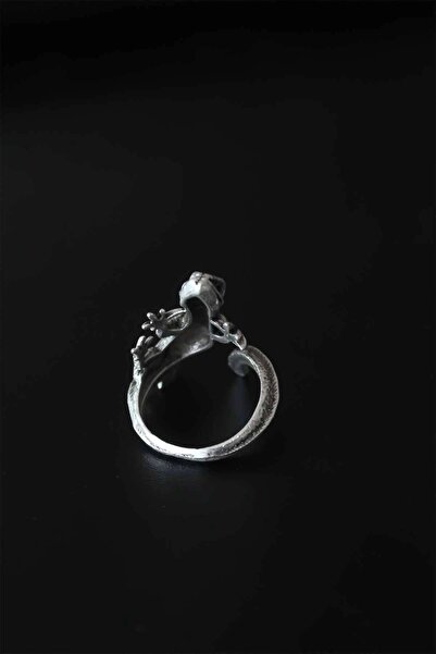 shopwave Lizard Figure Antique Silver Color Adjustable Men's Ring