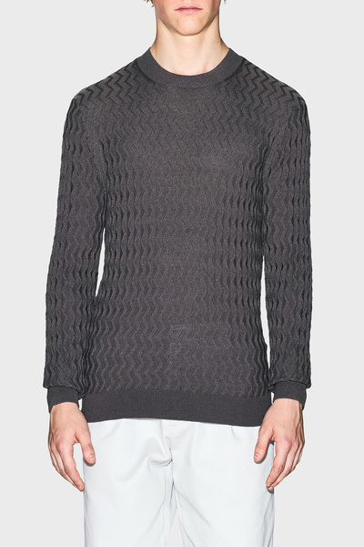 Armani Exchange Wool Blend Regular Fit Crew Neck Wavy Woven Sweater Men's Sweater Xm001560 Af