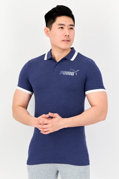 Puma Men Sportswear Fit Short Sleeve Outdoor Polo Shirt, Heather Blue