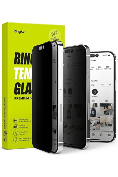 Ringke واقي شاشة آيفون 14 برو | زجاج مقسّى للخصوصية | مع أداة التركيب