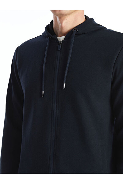 LC Waikiki Mg trenden navy blue Hooded long sleeve men's zippered sweatshirt