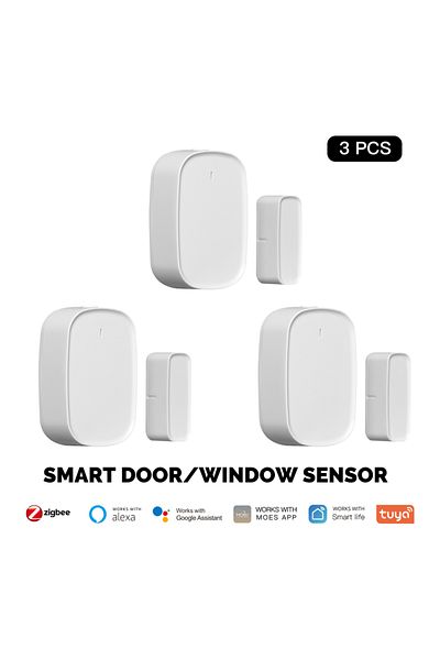 Choice4 White 3 PCS MOES Tuya ZigBee Smart Window Door Gate Sensor Detector Smart Home Security Alarm System
