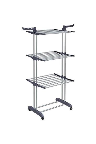 SONGMICS Vertical clothes dryer, mobile and foldable, with two hangers, 64x126x172 cm, load 35kg