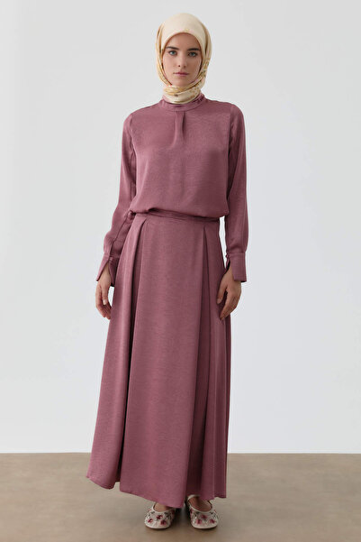 Tuğba Plikaşe Detaylı Etek - Marsala