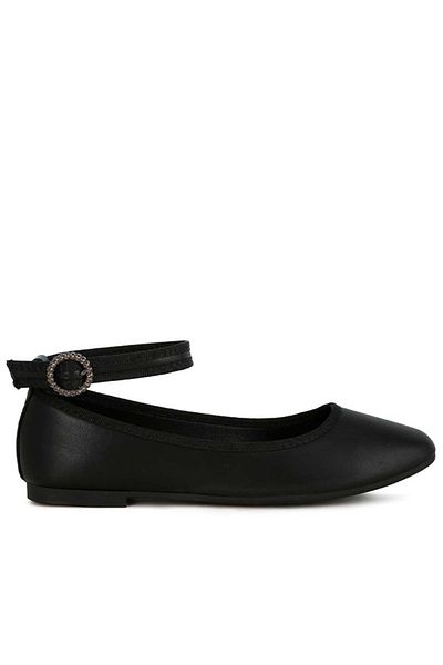 london Rag Women Ankle Strap Detail Ballet Flats in Black