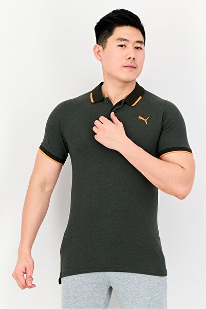Puma قميص بولو رجالي قصة ضيقة للأنشطة الخارجية بأكمام قصيرة، زيتوني هيذر