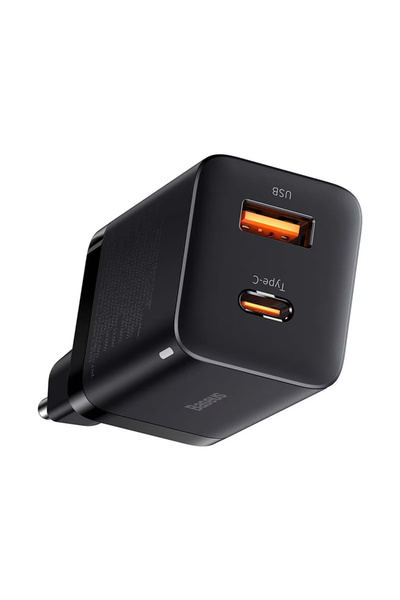 Baseus Încărcător, Baseus, USB + USB-C, 30 W, Negru