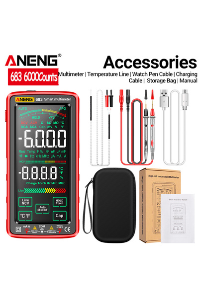Choice3 683 Red ANENG 681 682 683 6000 Counts Digital Multimeter Smart Anti-burn Rechargeable Meter NCV Test