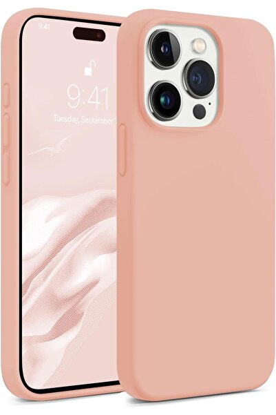 O Ozone غطاء حماية لجهاز iPhone 15 Pro | سلسلة السيليكون السائل | وردي فاتح