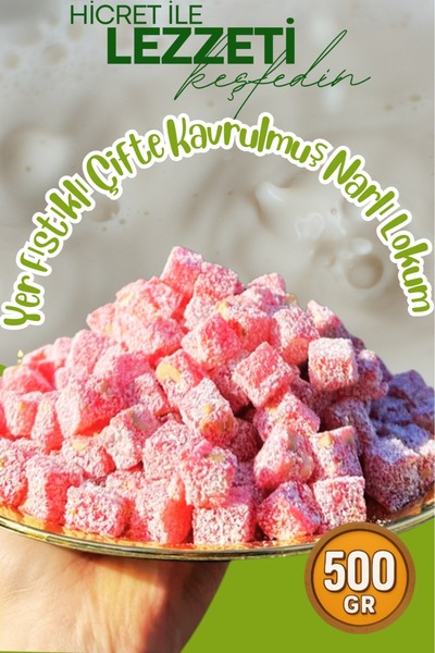 Hicret Kuruyemiş Yer Fıstıklı Çifte Kavrulmuş Narlı Lokum 500 Gr