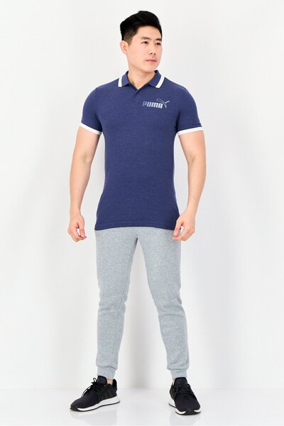 Puma Men Sportswear Fit Short Sleeve Outdoor Polo Shirt, Heather Blue