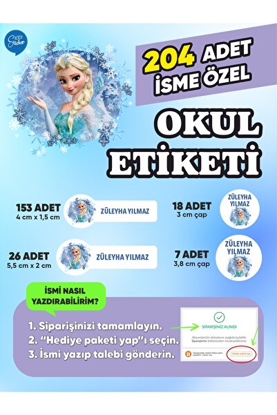 1001 sticker KİŞİYE ÖZEL OKUL ETİKETİ SETİ