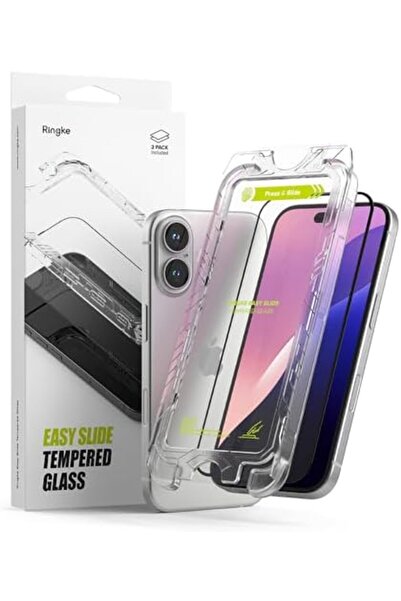 Ringke واقي شاشة iPhone 16 / 15 | زجاج مقسّى سهل الانزلاق | عبوة من قطعتين، م...