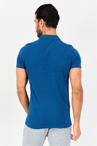 Puma Men Sportswear Fit Short Sleeve Outdoor Polo Shirt, Blue Heather