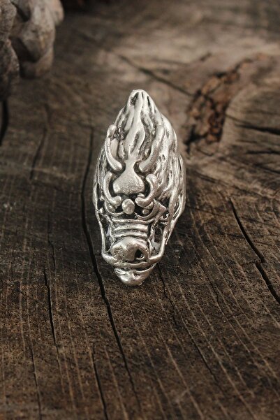 shopwave Antique Silver Color Dragon Head Model Adjustable Men's Ring
