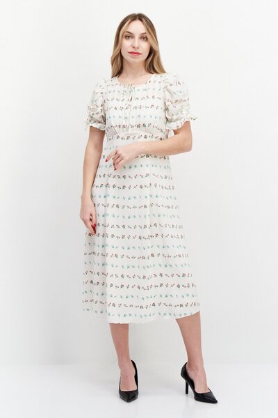Your Choice By Vero Moda Women Floral Midi Dress, Off White Combo