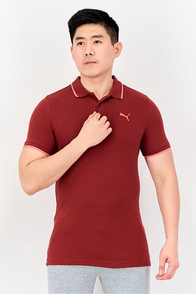 Puma Men Slim Fit Short Sleeves Outdoor Polo Shirt, Chilli Red