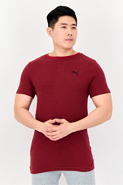 Puma Men Slim Fit Short Sleeves Outdoor T-Shirt, Maroon