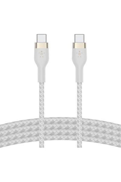 Belkin BOOST CHARGE PRO Flex USB-C to USB-C 2.0 Cable, Braided Silicone, 2M, White