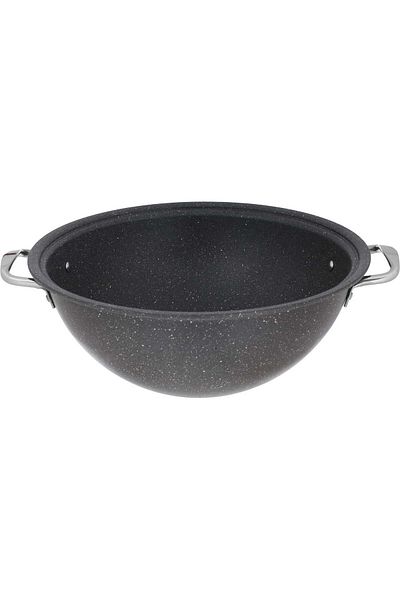 Alsaif Gallery Granite Cooking Pot Hashveer, 32 cm, with Steel Handle - Gray