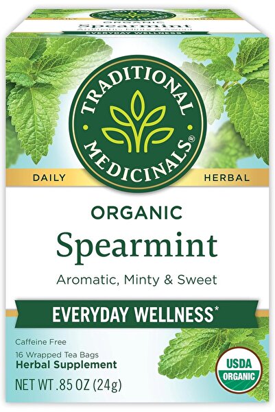 TRADITIONAL MEDICINALS شاي النعناع العشبي - عبوة من 16 كيسًا
