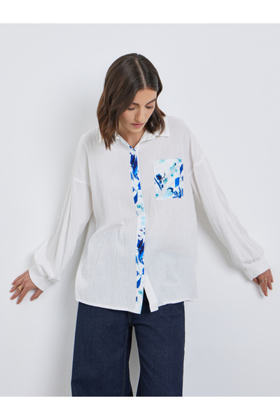 Styli Floral Contrast Print Buttoned Long Sleeve Shirt